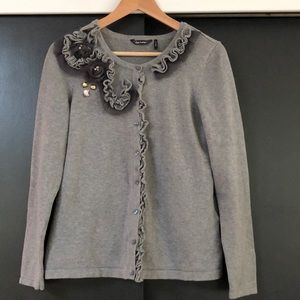 Daisy Fuentes grey cardigan w/ embellishments